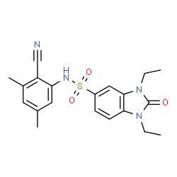 ChemSpider 2D Image | N-(2-Cyano-3,5-dimethylphenyl)-1,3-diethyl-2-oxo-2,3-dihydro-1H-benzimidazole-5-sulfonamide | C20H22N4O3S
