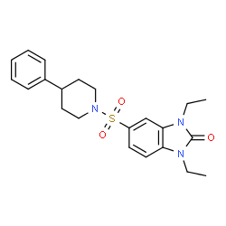 ChemSpider 2D Image | 1,3-Diethyl-5-[(4-phenyl-1-piperidinyl)sulfonyl]-1,3-dihydro-2H-benzimidazol-2-one | C22H27N3O3S
