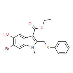 ChemSpider 2D Image | 1-Methyl-2-phenylthiomethyl-3-ethoxycarbonyl-5-hydroxy-6-bromoindole | C19H18BrNO3S