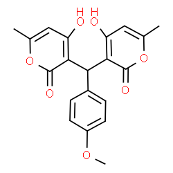 ChemSpider 2D Image | 3,3'-[(4-Methoxyphenyl)methylene]bis(4-hydroxy-6-methyl-2H-pyran-2-one) | C20H18O7