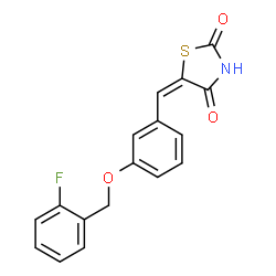 ChemSpider 2D Image | (5E)-5-{3-[(2-Fluorobenzyl)oxy]benzylidene}-1,3-thiazolidine-2,4-dione | C17H12FNO3S