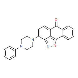 ChemSpider 2D Image | 3-(4-Phenyl-1-piperazinyl)-6H-anthra[1,9-cd][1,2]oxazol-6-one | C24H19N3O2