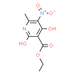 ChemSpider 2D Image | Ethyl 4-hydroxy-6-methyl-5-nitro-2-oxo-1,2-dihydro-3-pyridinecarboxylate | C9H10N2O6