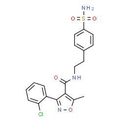 ChemSpider 2D Image | 3-(2-Chlorophenyl)-5-methyl-N-[2-(4-sulfamoylphenyl)ethyl]-1,2-oxazole-4-carboxamide | C19H18ClN3O4S
