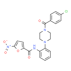 ChemSpider 2D Image | N-{2-[4-(4-Chlorobenzoyl)-1-piperazinyl]phenyl}-5-nitro-2-furamide | C22H19ClN4O5