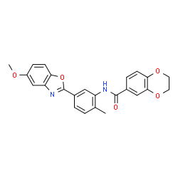 ChemSpider 2D Image | N-[5-(5-Methoxy-1,3-benzoxazol-2-yl)-2-methylphenyl]-2,3-dihydro-1,4-benzodioxine-6-carboxamide | C24H20N2O5
