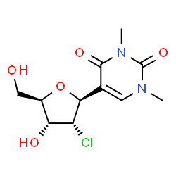 ChemSpider 2D Image | (1S)-1,4-Anhydro-2-chloro-2-deoxy-1-(1,3-dimethyl-2,4-dioxo-1,2,3,4-tetrahydro-5-pyrimidinyl)-D-ribitol | C11H15ClN2O5