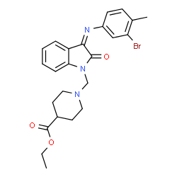 ChemSpider 2D Image | Ethyl 1-({(3Z)-3-[(3-bromo-4-methylphenyl)imino]-2-oxo-2,3-dihydro-1H-indol-1-yl}methyl)-4-piperidinecarboxylate | C24H26BrN3O3