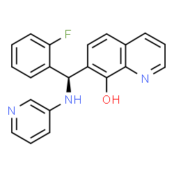 ChemSpider 2D Image | 7-[(R)-(2-Fluorophenyl)(3-pyridinylamino)methyl]-8-quinolinol | C21H16FN3O