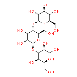 ChemSpider 2D Image | alpha-D-Glucopyranosyl-(1->4)-(3xi)-alpha-D-ribo-hexopyranosyl-(1->4)-(4xi)-D-xylo-hexitol | C18H34O16