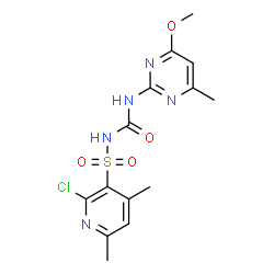 ChemSpider 2D Image | 2-Chloro-N-[(4-methoxy-6-methyl-2-pyrimidinyl)carbamoyl]-4,6-dimethyl-3-pyridinesulfonamide | C14H16ClN5O4S