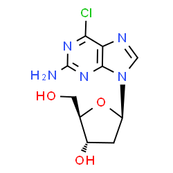 ChemSpider 2D Image | 6-Chloro-9-(2-deoxy-beta-D-erythro-pentofuranosyl)-9H-purin-2-amine | C10H12ClN5O3