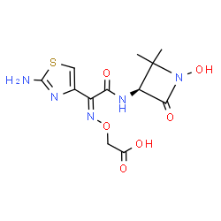 ChemSpider 2D Image | ({(Z)-[1-(2-Amino-1,3-thiazol-4-yl)-2-{[(3S)-1-hydroxy-2,2-dimethyl-4-oxo-3-azetidinyl]amino}-2-oxoethylidene]amino}oxy)acetic acid | C12H15N5O6S