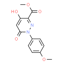 ChemSpider 2D Image | Methyl 4-hydroxy-1-(4-methoxyphenyl)-6-oxo-1,6-dihydro-3-pyridazinecarboxylate | C13H12N2O5