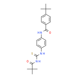 ChemSpider 2D Image | N-(4-{[(2,2-Dimethylpropanoyl)carbamothioyl]amino}phenyl)-4-(2-methyl-2-propanyl)benzamide | C23H29N3O2S