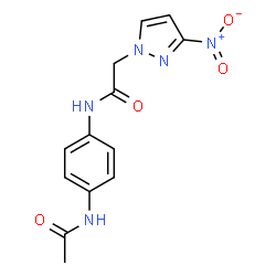 ChemSpider 2D Image | N-(4-Acetamidophenyl)-2-(3-nitro-1H-pyrazol-1-yl)acetamide | C13H13N5O4
