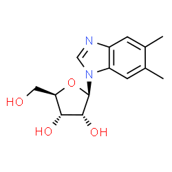ChemSpider 2D Image | 5,6-Dimethyl-1-(beta-D-ribofuranosyl)-1H-benzimidazole | C14H18N2O4
