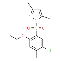 ChemSpider 2D Image | 1-[(5-Chloro-2-ethoxy-4-methylphenyl)sulfonyl]-3,5-dimethyl-1H-pyrazole | C14H17ClN2O3S
