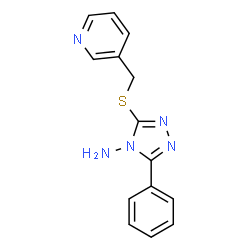 ChemSpider 2D Image | 3-Phenyl-5-[(3-pyridinylmethyl)sulfanyl]-4H-1,2,4-triazol-4-amine | C14H13N5S
