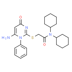 ChemSpider 2D Image | 2-[(6-amino-4-oxo-1-phenylpyrimidin-2-yl)sulfanyl]-N,N-dicyclohexylacetamide | C24H32N4O2S