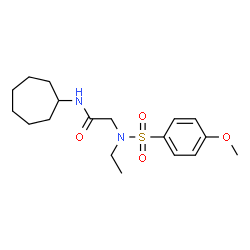 ChemSpider 2D Image | N-Cycloheptyl-N~2~-ethyl-N~2~-[(4-methoxyphenyl)sulfonyl]glycinamide | C18H28N2O4S