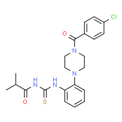 ChemSpider 2D Image | N-({2-[4-(4-Chlorobenzoyl)-1-piperazinyl]phenyl}carbamothioyl)-2-methylpropanamide | C22H25ClN4O2S