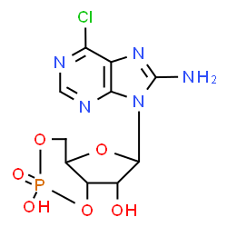 ChemSpider 2D Image | 6-(8-Amino-6-chloro-9H-purin-9-yl)tetrahydro-4H-furo[3,2-d][1,3,2]dioxaphosphinine-2,7-diol 2-oxide | C10H11ClN5O6P