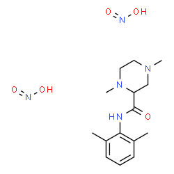 ChemSpider 2D Image | N-(2,6-Dimethylphenyl)-1,4-dimethyl-2-piperazinecarboxamide ntrite (1:2) | C15H25N5O5