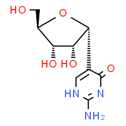 ChemSpider 2D Image | (1R)-1-(2-Amino-4-oxo-1,4-dihydro-5-pyrimidinyl)-1,4-anhydro-D-ribitol | C9H13N3O5