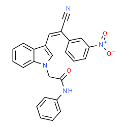 ChemSpider 2D Image | 2-{3-[(E)-2-Cyano-2-(3-nitrophenyl)vinyl]-1H-indol-1-yl}-N-phenylacetamide | C25H18N4O3