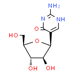 ChemSpider 2D Image | (1S)-1-(2-Amino-4-oxo-1,4-dihydro-5-pyrimidinyl)-1,4-anhydro-D-arabinitol | C9H13N3O5