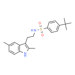 ChemSpider 2D Image | Benzenesulfonamide, 4-tert-butyl-N-[2-(2,5-dimethyl-1H-indol-3-yl)ethyl]- | C22H28N2O2S