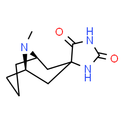ChemSpider 2D Image | (1R,5R)-9-Methyl-2'H,5'H-spiro[9-azabicyclo[3.3.1]nonane-3,4'-imidazolidine]-2',5'-dione | C11H17N3O2