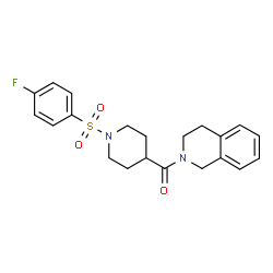 ChemSpider 2D Image | 3,4-Dihydro-2(1H)-isoquinolinyl{1-[(4-fluorophenyl)sulfonyl]-4-piperidinyl}methanone | C21H23FN2O3S