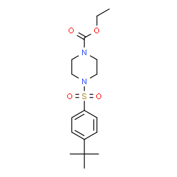 ChemSpider 2D Image | Ethyl 4-{[4-(2-methyl-2-propanyl)phenyl]sulfonyl}-1-piperazinecarboxylate | C17H26N2O4S