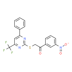 ChemSpider 2D Image | 1-(3-Nitrophenyl)-2-{[4-phenyl-6-(trifluoromethyl)-2-pyrimidinyl]sulfanyl}ethanone | C19H12F3N3O3S