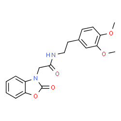 ChemSpider 2D Image | N-[2-(3,4-Dimethoxyphenyl)ethyl]-2-(2-oxo-1,3-benzoxazol-3(2H)-yl)acetamide | C19H20N2O5