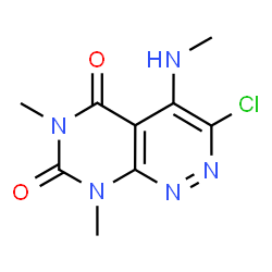 ChemSpider 2D Image | 3-Chloro-6,8-dimethyl-4-(methylamino)pyrimido[4,5-c]pyridazine-5,7(6H,8H)-dione | C9H10ClN5O2