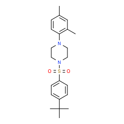ChemSpider 2D Image | 1-(2,4-Dimethylphenyl)-4-{[4-(2-methyl-2-propanyl)phenyl]sulfonyl}piperazine | C22H30N2O2S