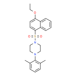 ChemSpider 2D Image | 1-(2,6-Dimethylphenyl)-4-[(4-ethoxy-1-naphthyl)sulfonyl]piperazine | C24H28N2O3S