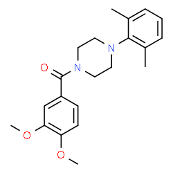 ChemSpider 2D Image | (3,4-Dimethoxyphenyl)[4-(2,6-dimethylphenyl)-1-piperazinyl]methanone | C21H26N2O3