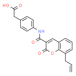 ChemSpider 2D Image | (4-{[(8-Allyl-2-oxo-2H-chromen-3-yl)carbonyl]amino}phenyl)acetic acid | C21H17NO5