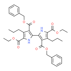 ChemSpider 2D Image | 3,3'-Dibenzyl 5,5'-diethyl 4,4'-dipropyl-1H,1'H-2,2'-bipyrrole-3,3',5,5'-tetracarboxylate | C36H40N2O8
