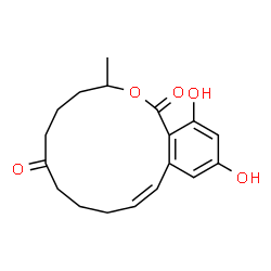 ChemSpider 2D Image | (11Z)-14,16-Dihydroxy-3-methyl-3,4,5,6,9,10-hexahydro-1H-2-benzoxacyclotetradecine-1,7(8H)-dione | C18H22O5