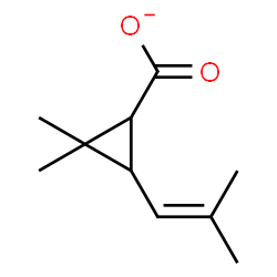 ChemSpider 2D Image | 2,2-Dimethyl-3-(2-methyl-1-propen-1-yl)cyclopropanecarboxylate | C10H15O2
