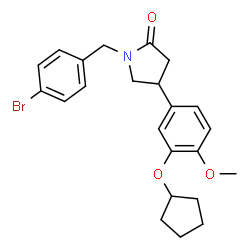 ChemSpider 2D Image | 1-(4-Bromobenzyl)-4-[3-(cyclopentyloxy)-4-methoxyphenyl]-2-pyrrolidinone | C23H26BrNO3
