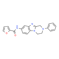 ChemSpider 2D Image | N-(2-Phenyl-1,2,3,4-tetrahydropyrazino[1,2-a]benzimidazol-8-yl)-2-furamide | C21H18N4O2