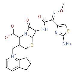 ChemSpider 2D Image | 7-{[(2E)-2-(2-Amino-1,3-thiazol-4-yl)-2-(methoxyimino)acetyl]amino}-3-(6,7-dihydro-5H-cyclopenta[b]pyridinium-1-ylmethyl)-8-oxo-5-thia-1-azabicyclo[4.2.0]oct-2-ene-2-carboxylate | C22H22N6O5S2