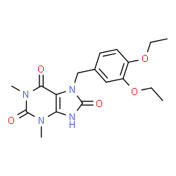 ChemSpider 2D Image | 7-(3,4-Diethoxybenzyl)-1,3-dimethyl-7,9-dihydro-1H-purine-2,6,8(3H)-trione | C18H22N4O5