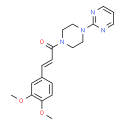 ChemSpider 2D Image | (2E)-3-(3,4-Dimethoxyphenyl)-1-[4-(2-pyrimidinyl)-1-piperazinyl]-2-propen-1-one | C19H22N4O3